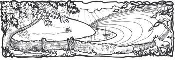 Black and white drawing of the Landulph landscape
